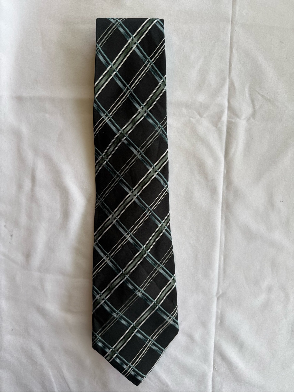 Andrew Fezza Black Tie with Light Blue and Gray Plaid